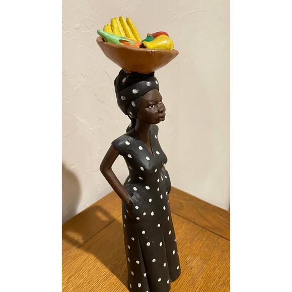 Jamaican Creole Woman, Folk Art Pottery Red Clay matte Sculpture - Picture 2 of 8